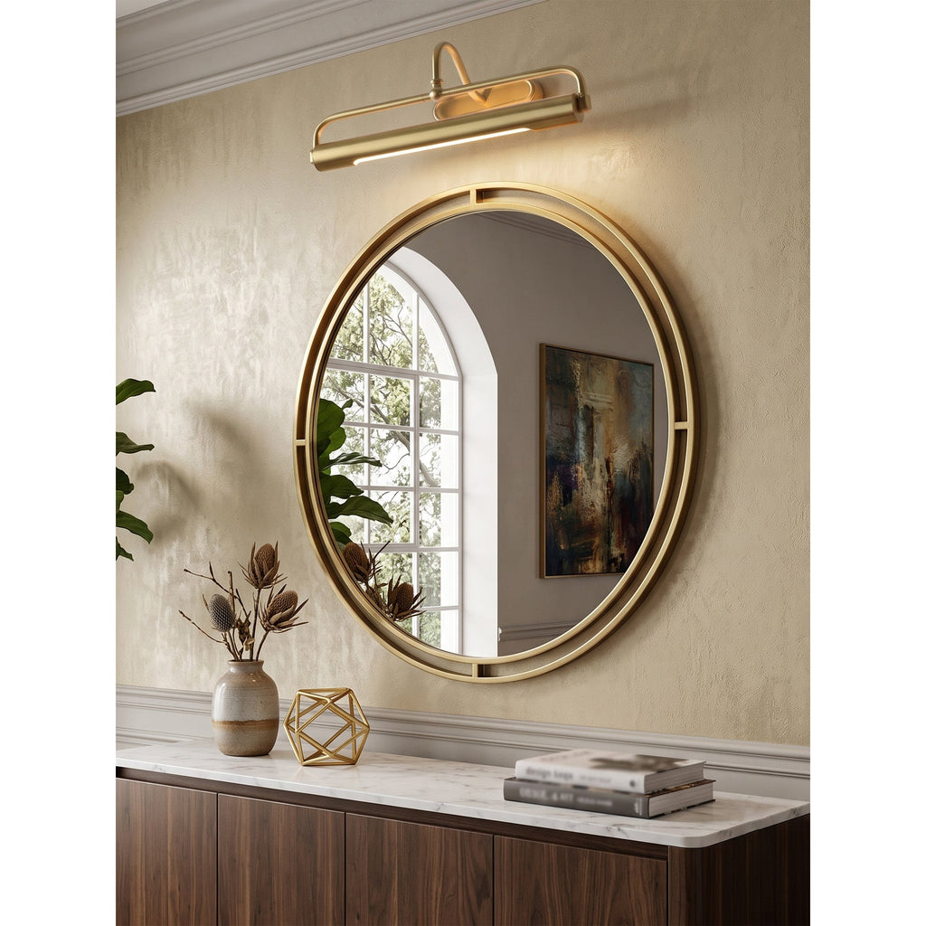 Brushed Brass Gallery Picture Light, Adjustable