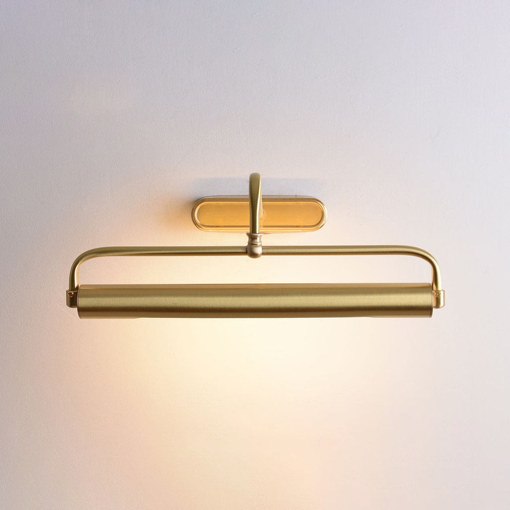 Brushed Brass Gallery Picture Light, Adjustable