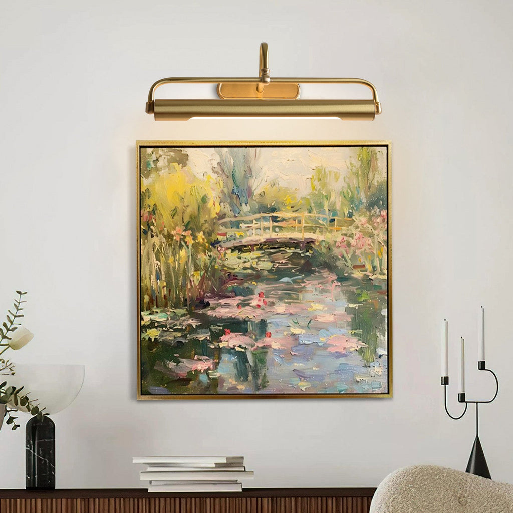 Brushed Brass Gallery Picture Light, Adjustable