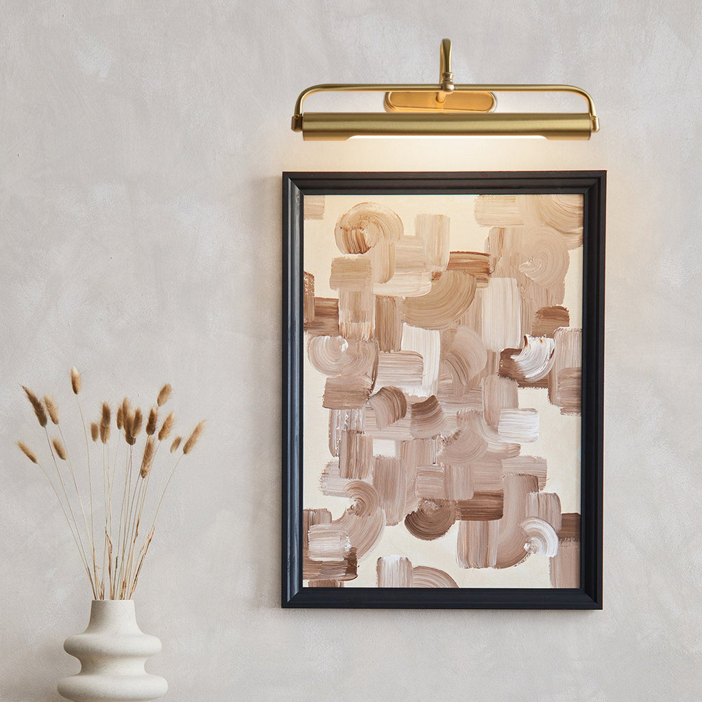 Brushed Brass Gallery Picture Light, Adjustable