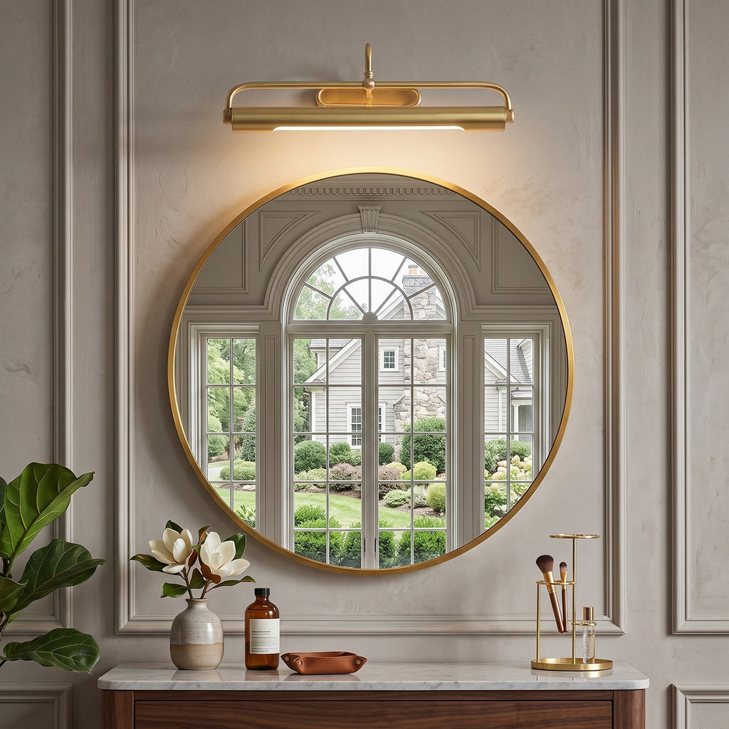 Brushed Brass Gallery Picture Light, Adjustable