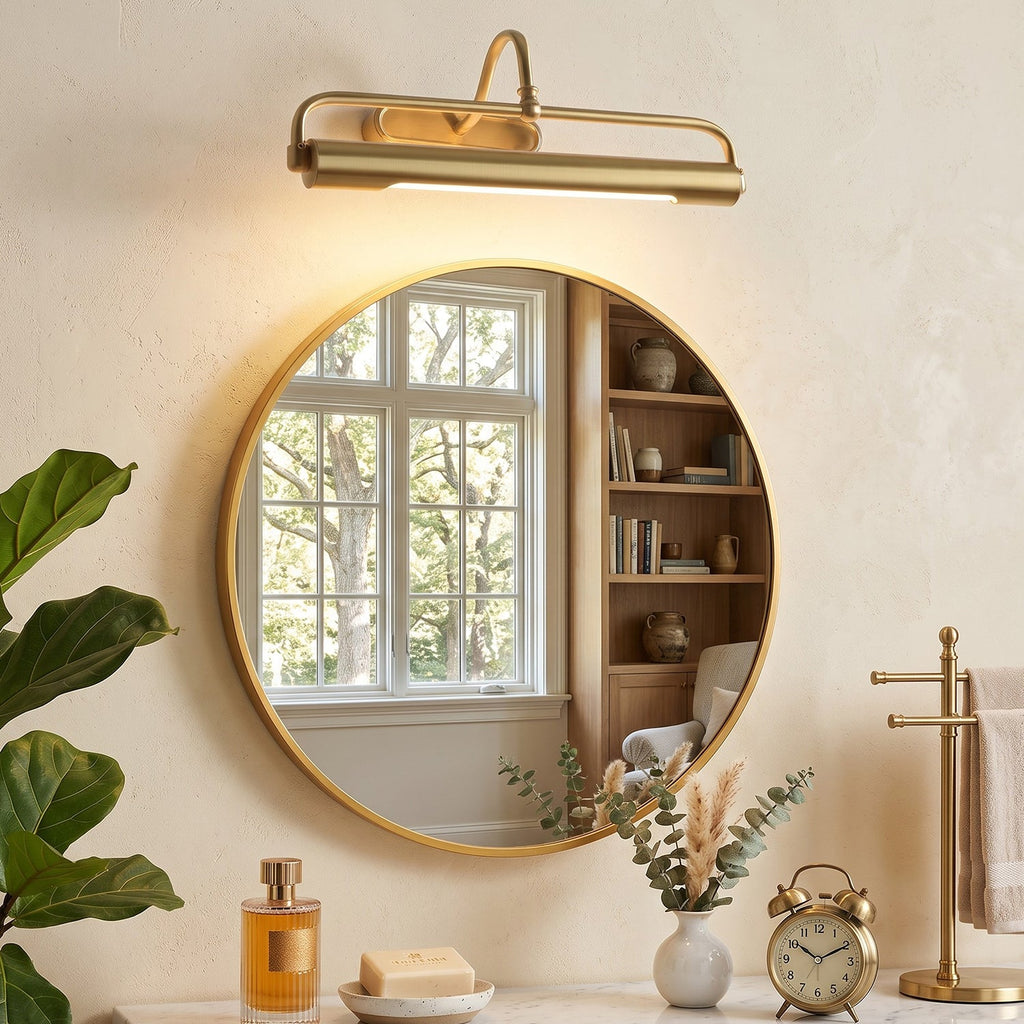 Brushed Brass Gallery Picture Light, Adjustable