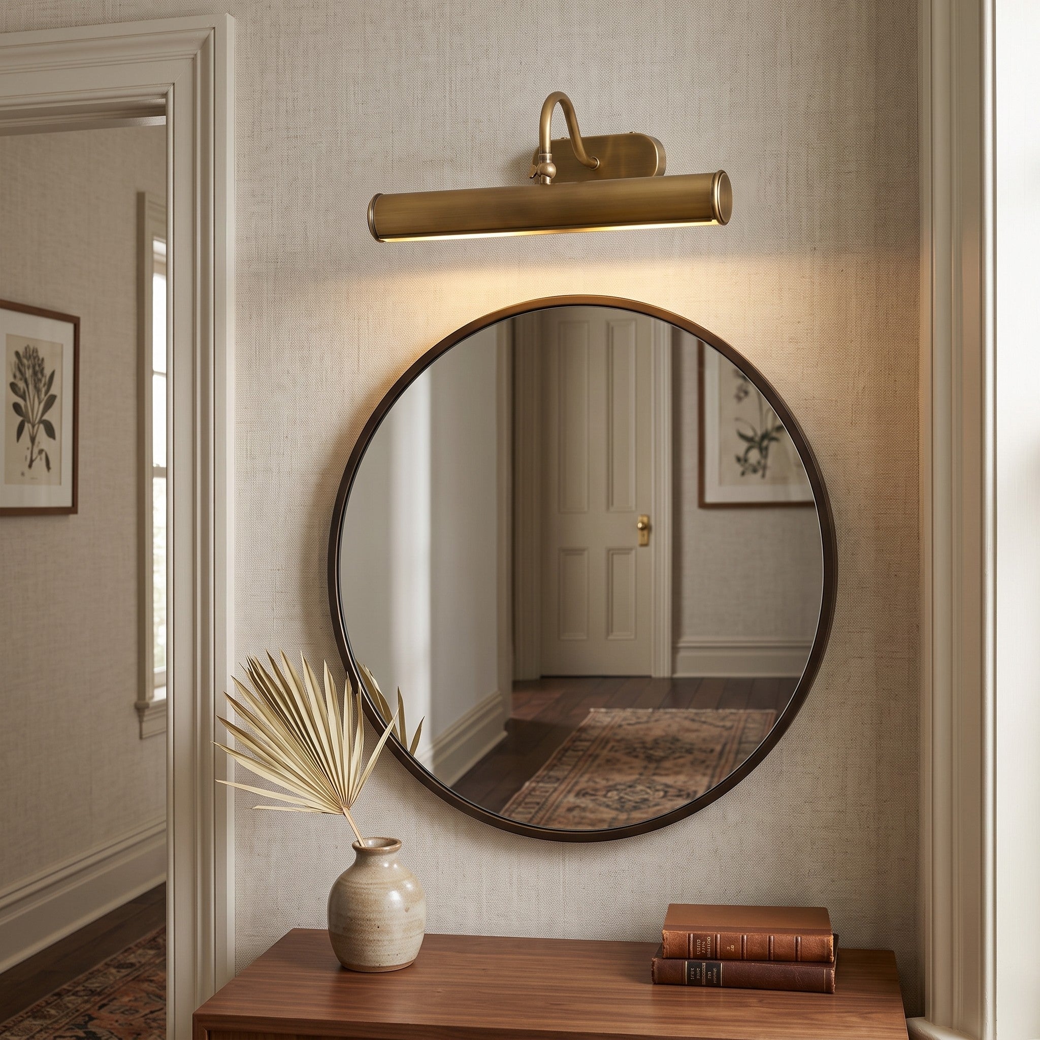Brushed Brass Gallery Picture Light, Adjustable