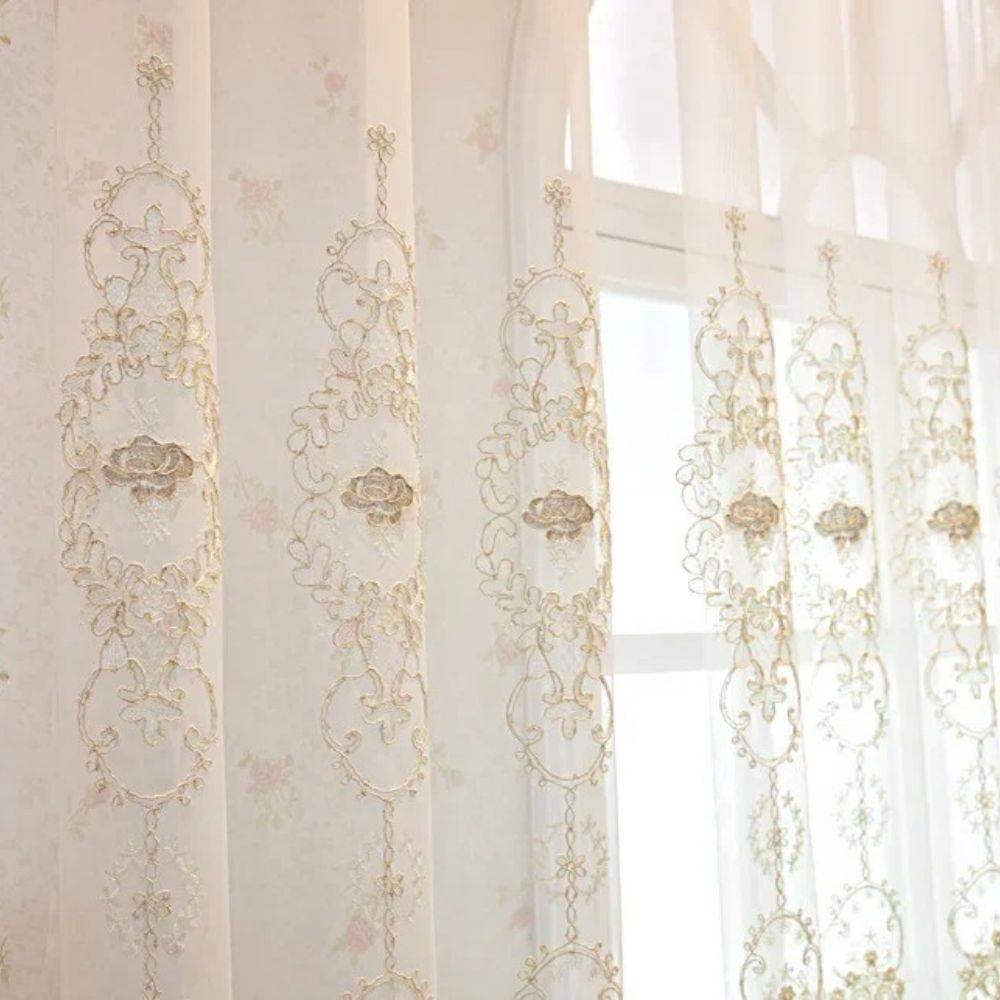 EmbroideryGlory: Classic Curtains with Lace Embroidery – Elegant and Easy Care for Bedrooms