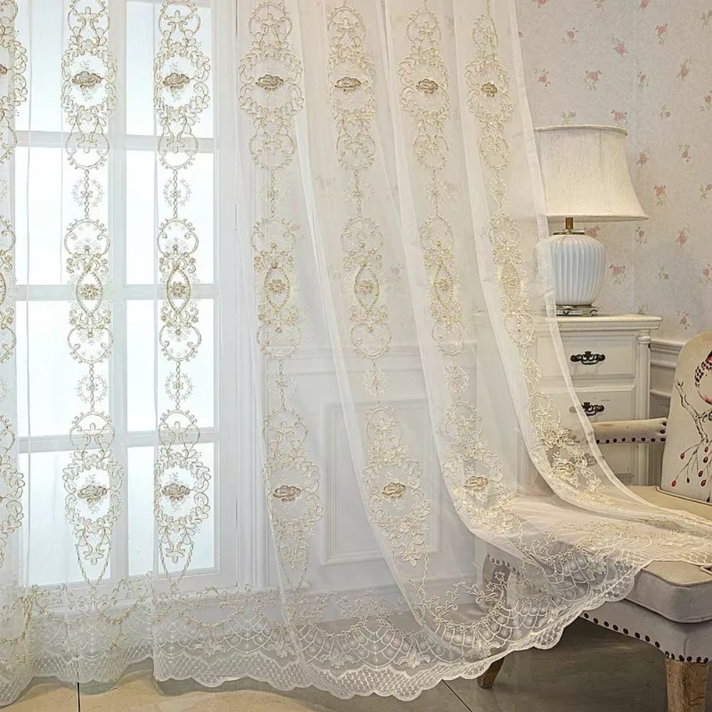 EmbroideryGlory: Classic Curtains with Lace Embroidery – Elegant and Easy Care for Bedrooms