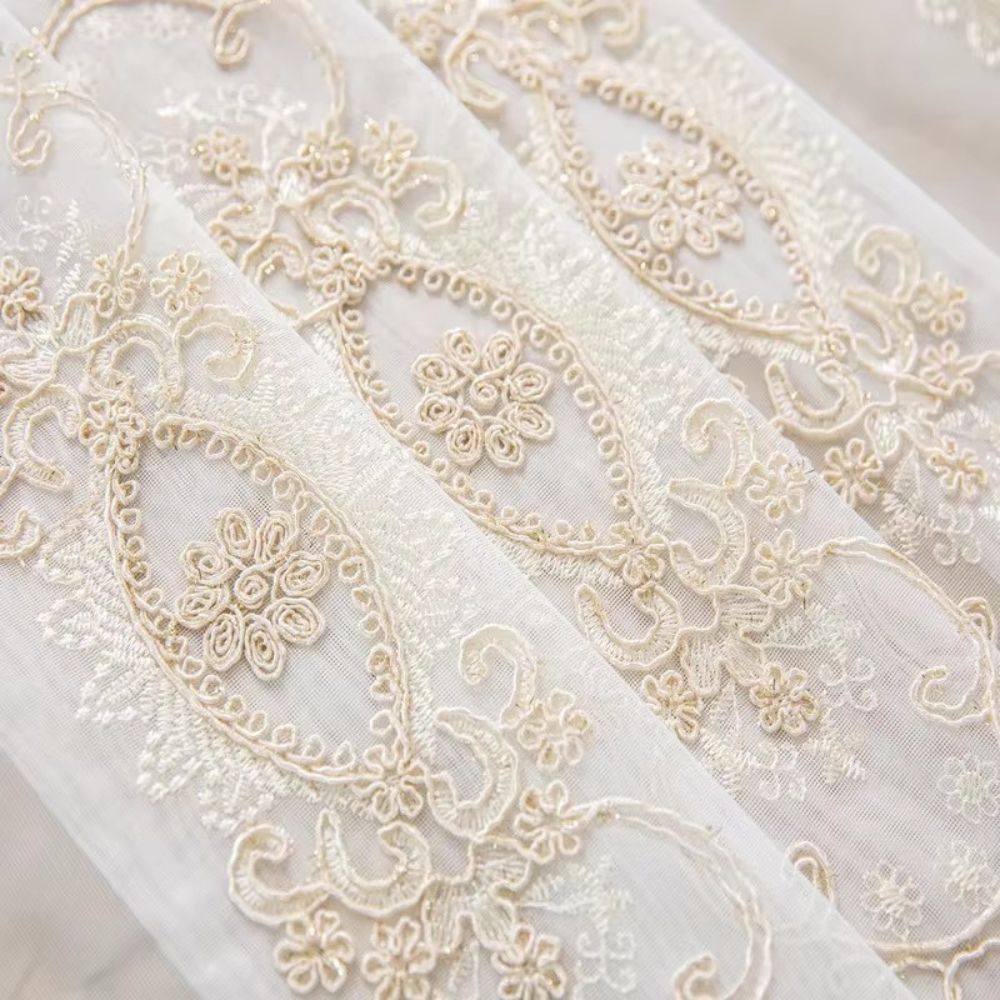 EmbroideryGlory: Classic Curtains with Lace Embroidery – Elegant and Easy Care for Bedrooms