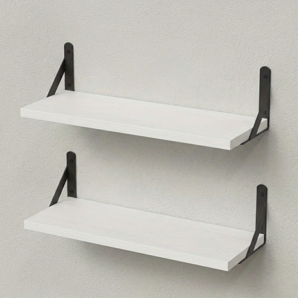 StilBrett: Decorative Wall Shelves – Set of 2, Modern & Hanging with Invisible Mounting for Kitchen & Bathroom