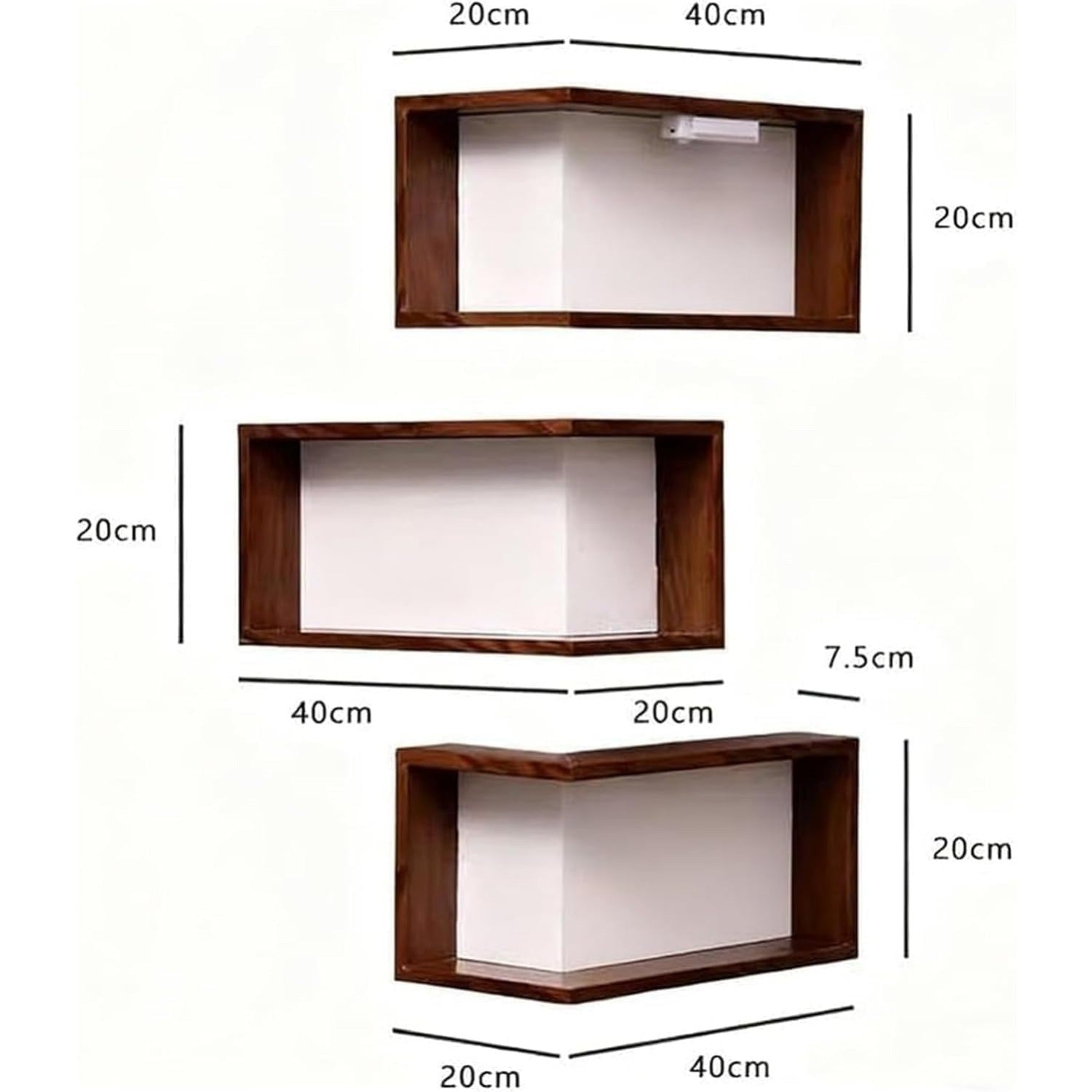 StilEcke: Decorative Wall Shelves – 3 Pieces, Multifunctional & Floating made of Wood with Lighting Function for Living Room