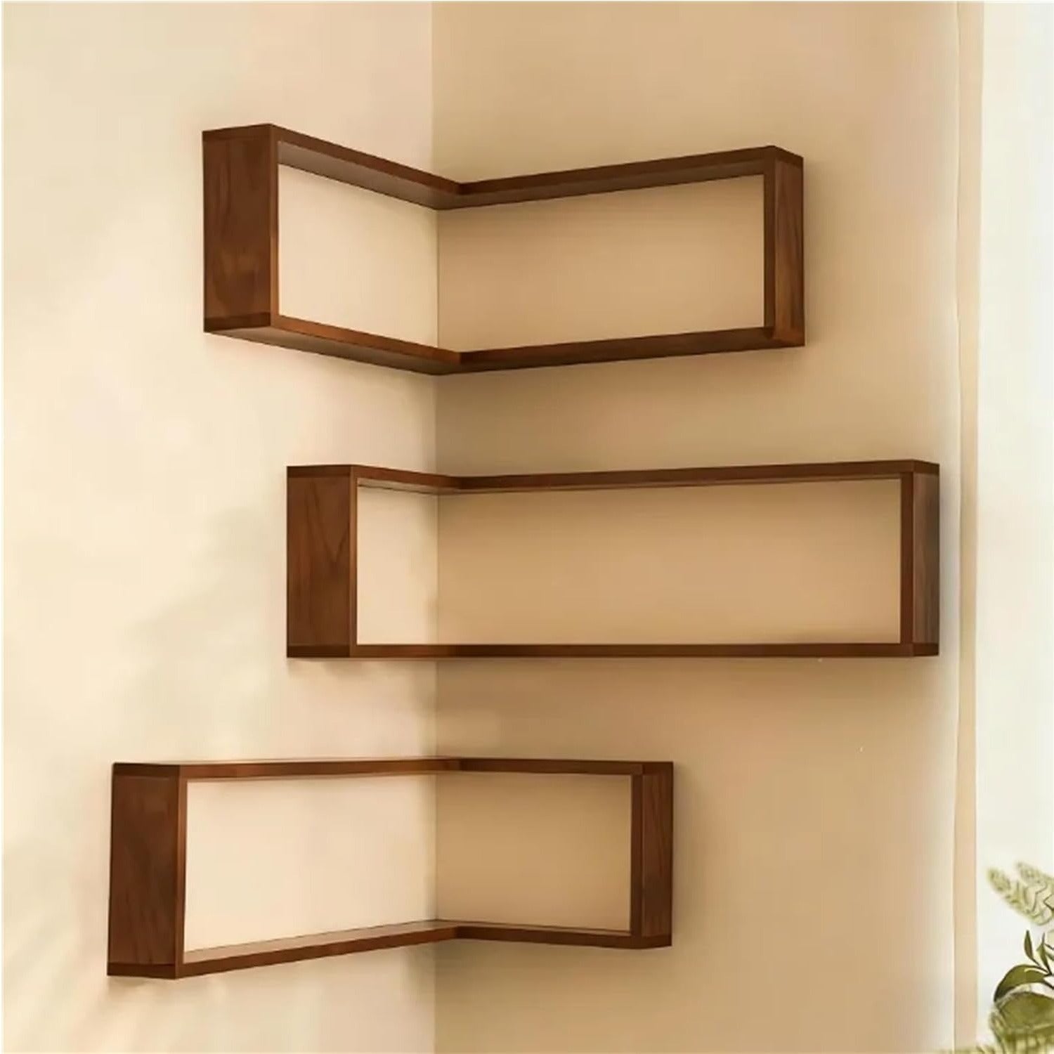 StilEcke: Decorative Wall Shelves – 3 Pieces, Multifunctional & Floating made of Wood with Lighting Function for Living Room