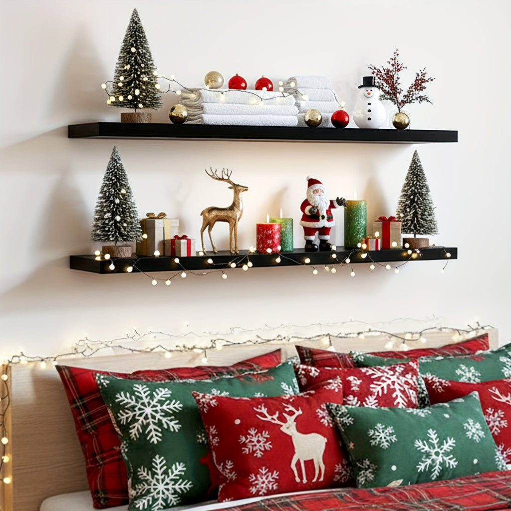 StilLang: Modern Wall Shelves – 2 Pieces, Extra Wide & Floating with Invisible Brackets for Books & Decor in the Living Room