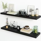 StilLang: Modern Wall Shelves – 2 Pieces, Extra Wide & Floating with Invisible Brackets for Books & Decor in the Living Room
