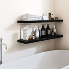 StilLang: Modern Wall Shelves – 2 Pieces, Extra Wide & Floating with Invisible Brackets for Books & Decor in the Living Room