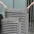 StylePattern: Foldable Storage Box in Houndstooth Design – Durable, Spacious & Ideal for Clothes & Blankets
