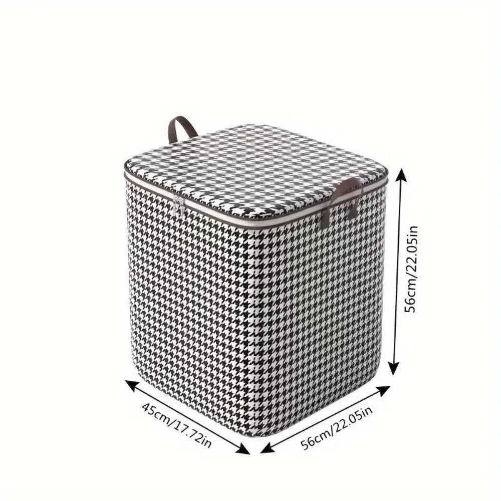StylePattern: Foldable Storage Box in Houndstooth Design – Durable, Spacious & Ideal for Clothes & Blankets