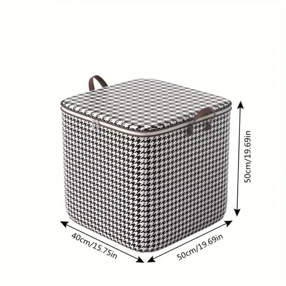 StylePattern: Foldable Storage Box in Houndstooth Design – Durable, Spacious & Ideal for Clothes & Blankets