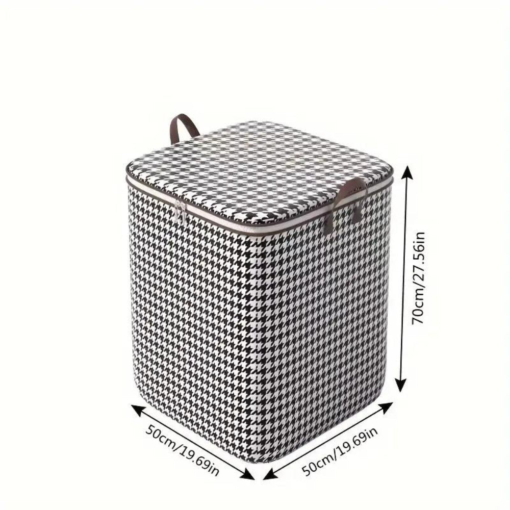StylePattern: Foldable Storage Box in Houndstooth Design – Durable, Spacious & Ideal for Clothes & Blankets