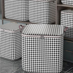 StylePattern: Foldable Storage Box in Houndstooth Design – Durable, Spacious & Ideal for Clothes & Blankets