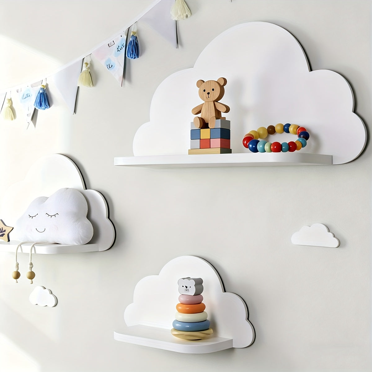 StilWelle: Modern Wall Shelves – Set of 3, Space-Saving & Floating with Wave Design for Bedroom & Living Room