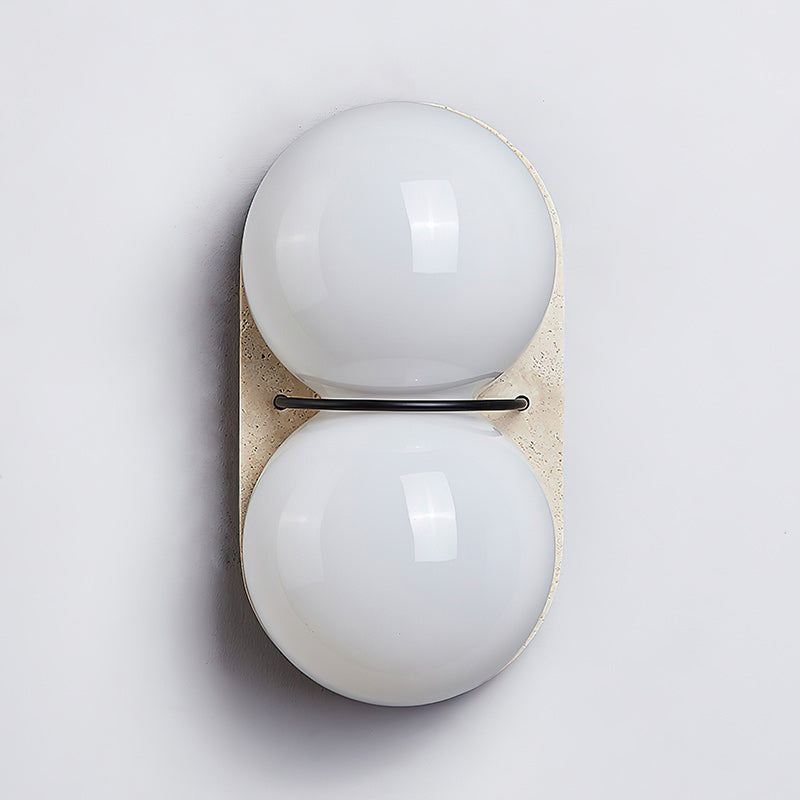 Travertine Twin-Shade Wall Sconce, Wabi-Sabi