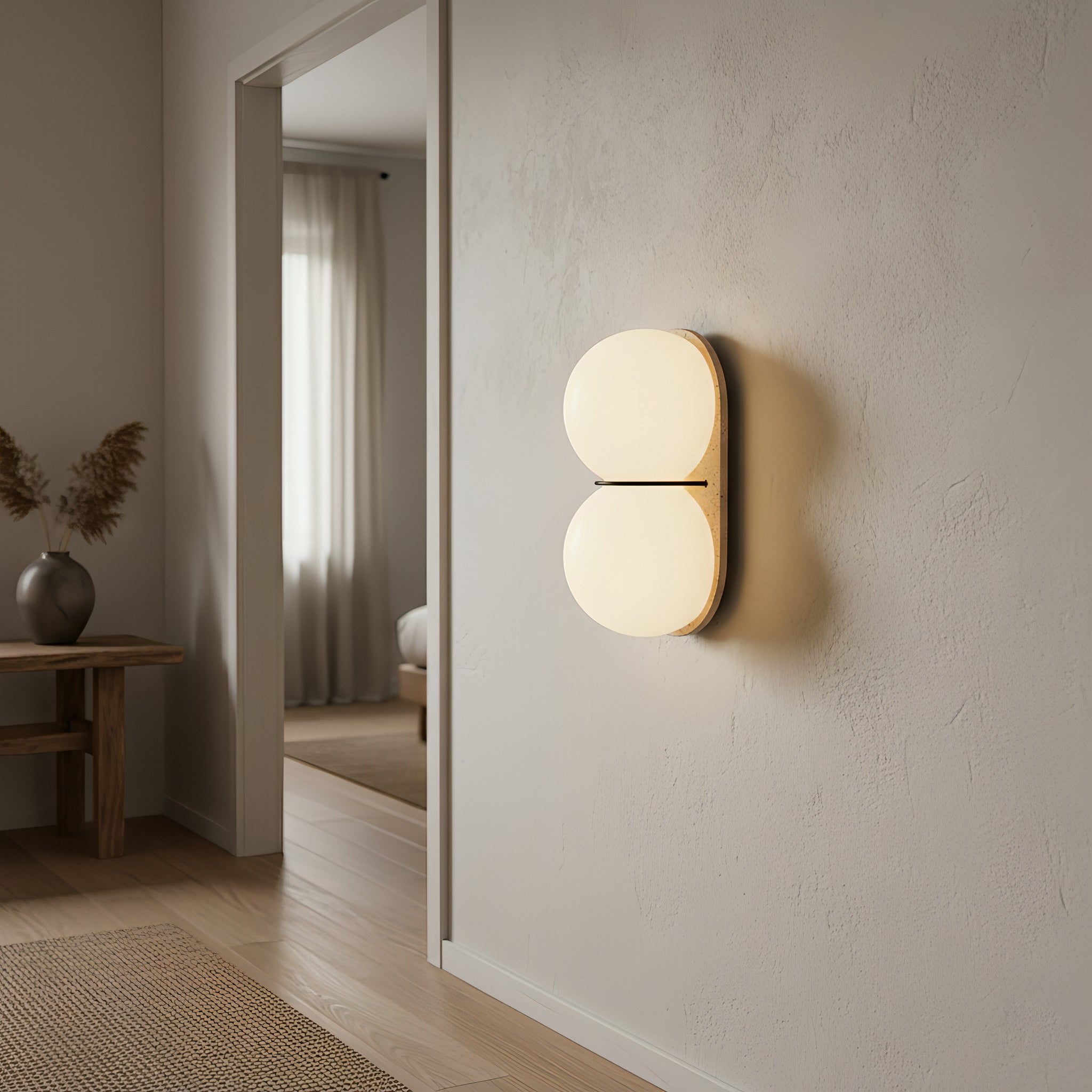 Travertine Twin-Shade Wall Sconce, Wabi-Sabi
