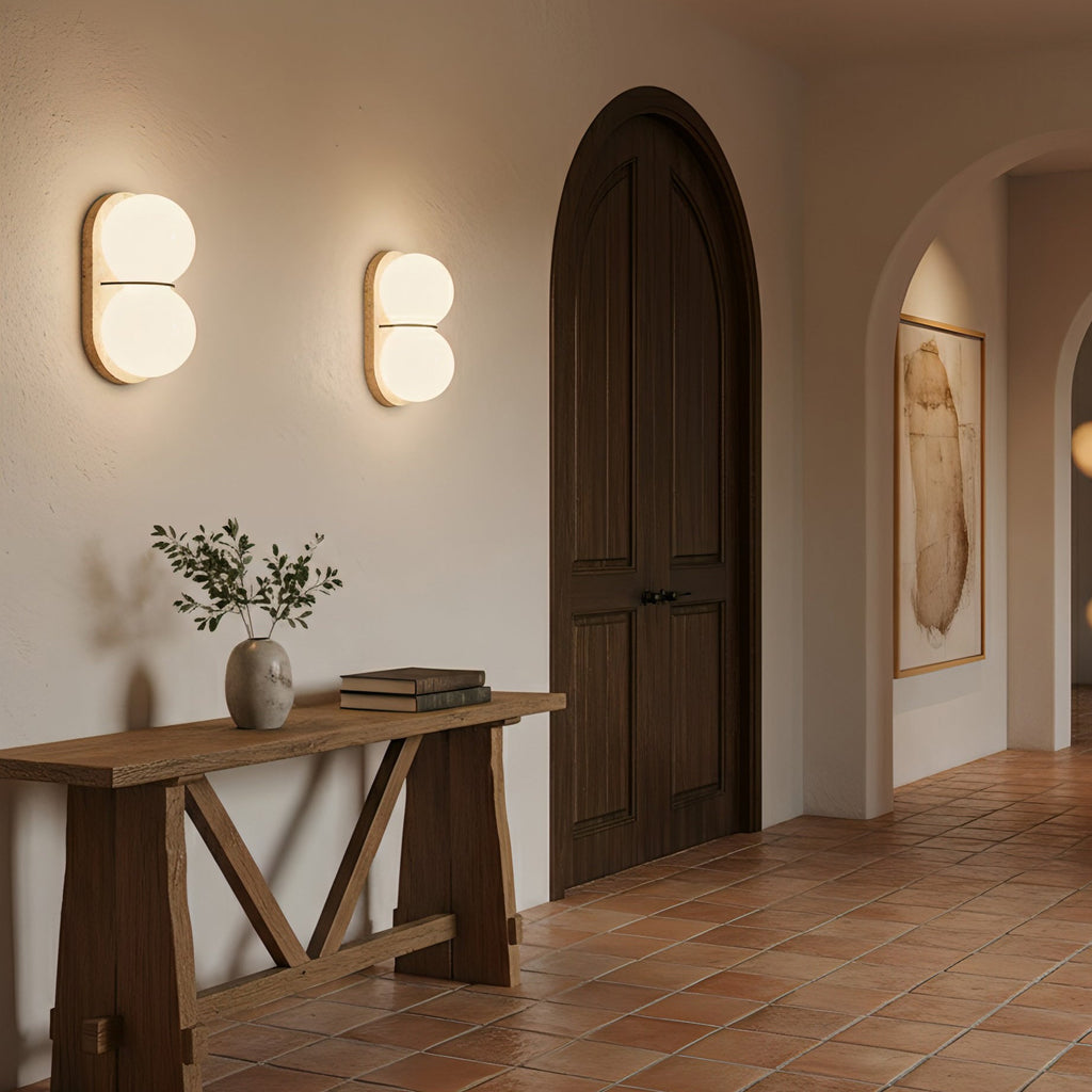 Travertine Twin-Shade Wall Sconce, Wabi-Sabi