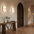 Travertine Twin-Shade Wall Sconce, Wabi-Sabi