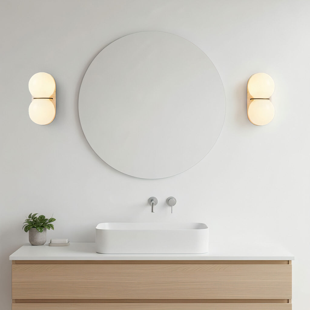 Travertine Twin-Shade Wall Sconce, Wabi-Sabi