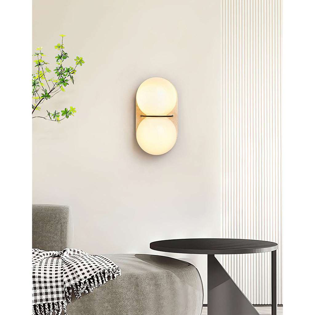 Travertine Twin-Shade Wall Sconce, Wabi-Sabi