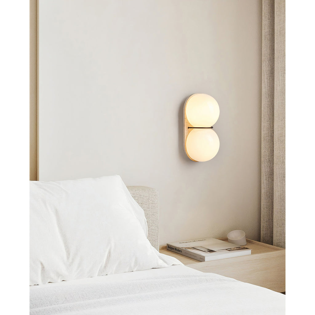 Travertine Twin-Shade Wall Sconce, Wabi-Sabi