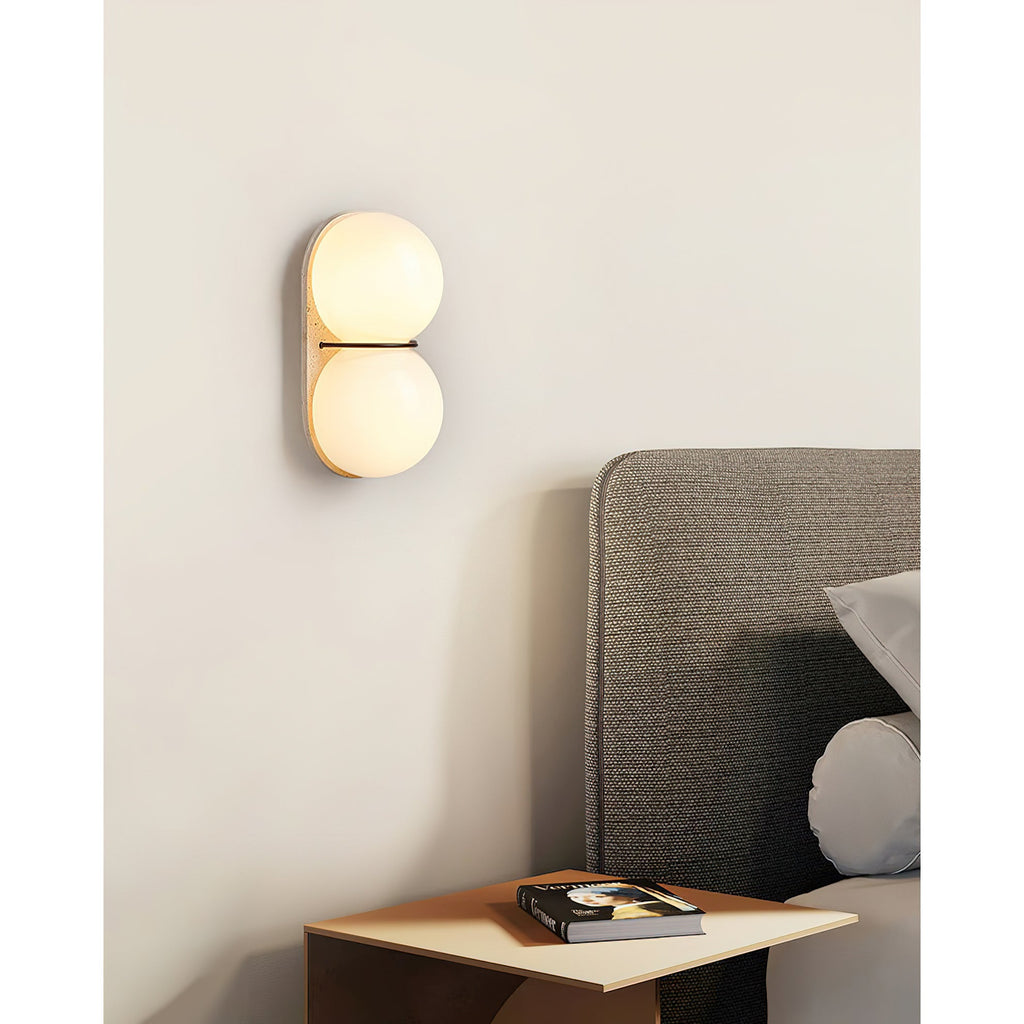 Travertine Twin-Shade Wall Sconce, Wabi-Sabi