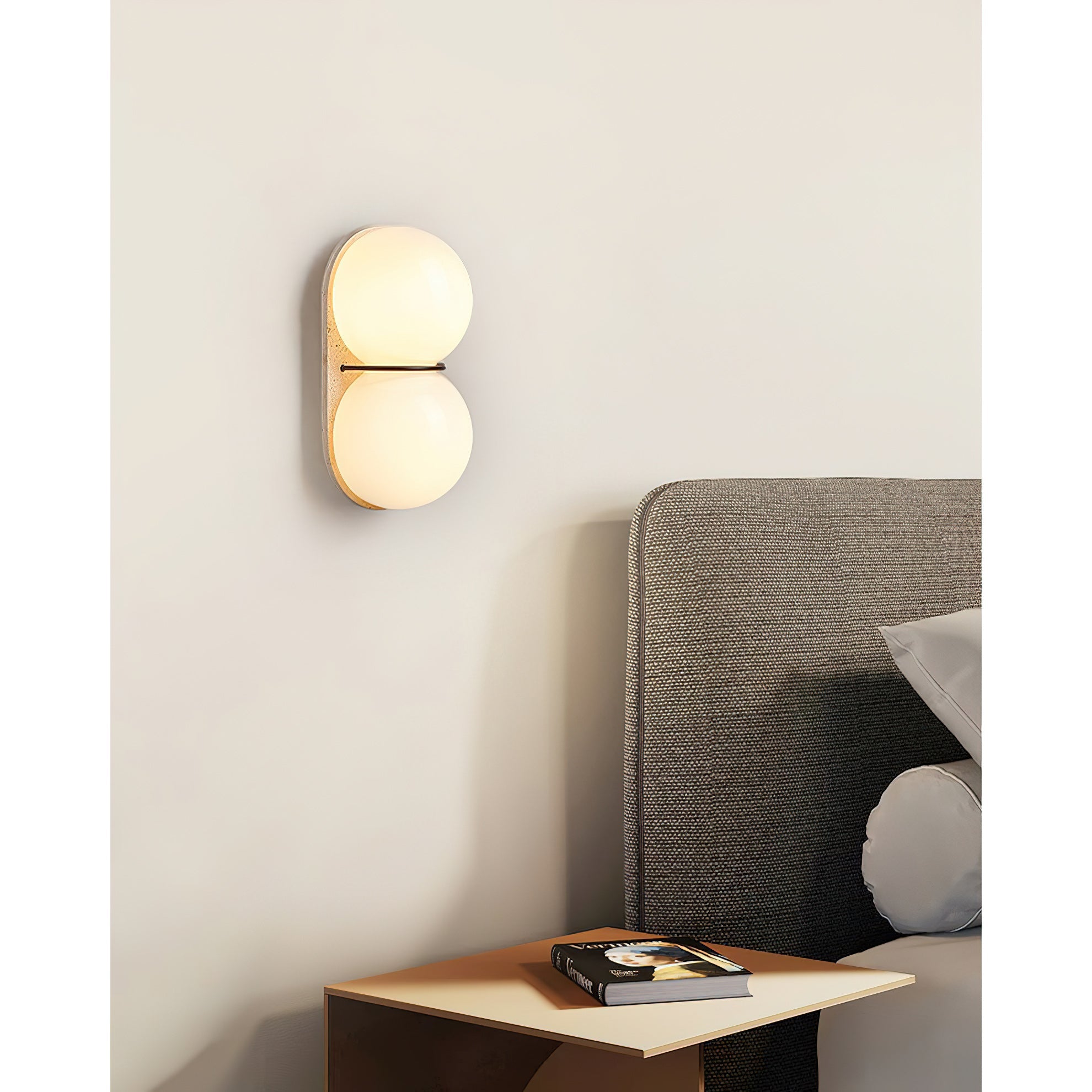 Travertine Twin-Shade Wall Sconce, Wabi-Sabi