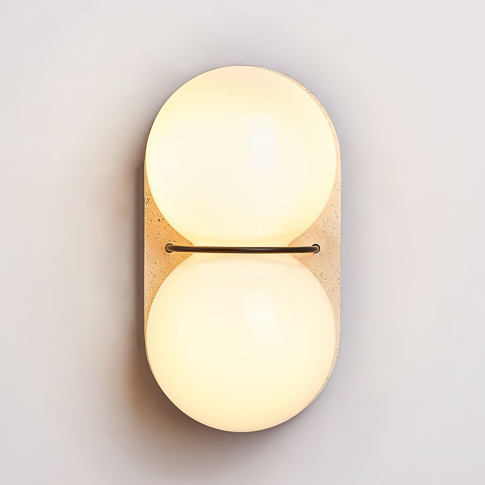 Travertine Twin-Shade Wall Sconce, Wabi-Sabi