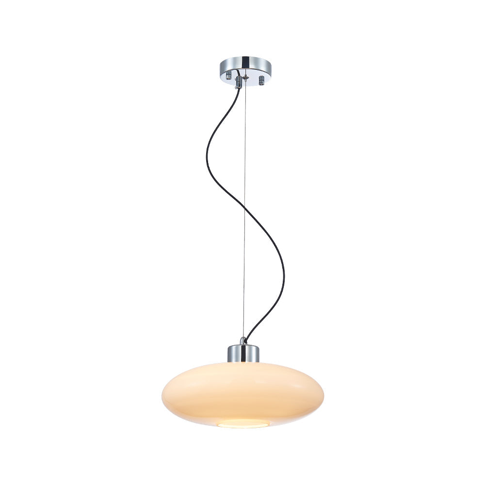 Oval White Glass Pendant Light, Tilt Balance 11.8"
