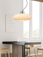 Oval White Glass Pendant Light, Tilt Balance 11.8"