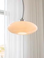 Oval White Glass Pendant Light, Tilt Balance 11.8"