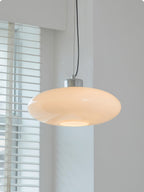Oval White Glass Pendant Light, Tilt Balance 11.8"