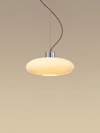 Oval White Glass Pendant Light, Tilt Balance 11.8"