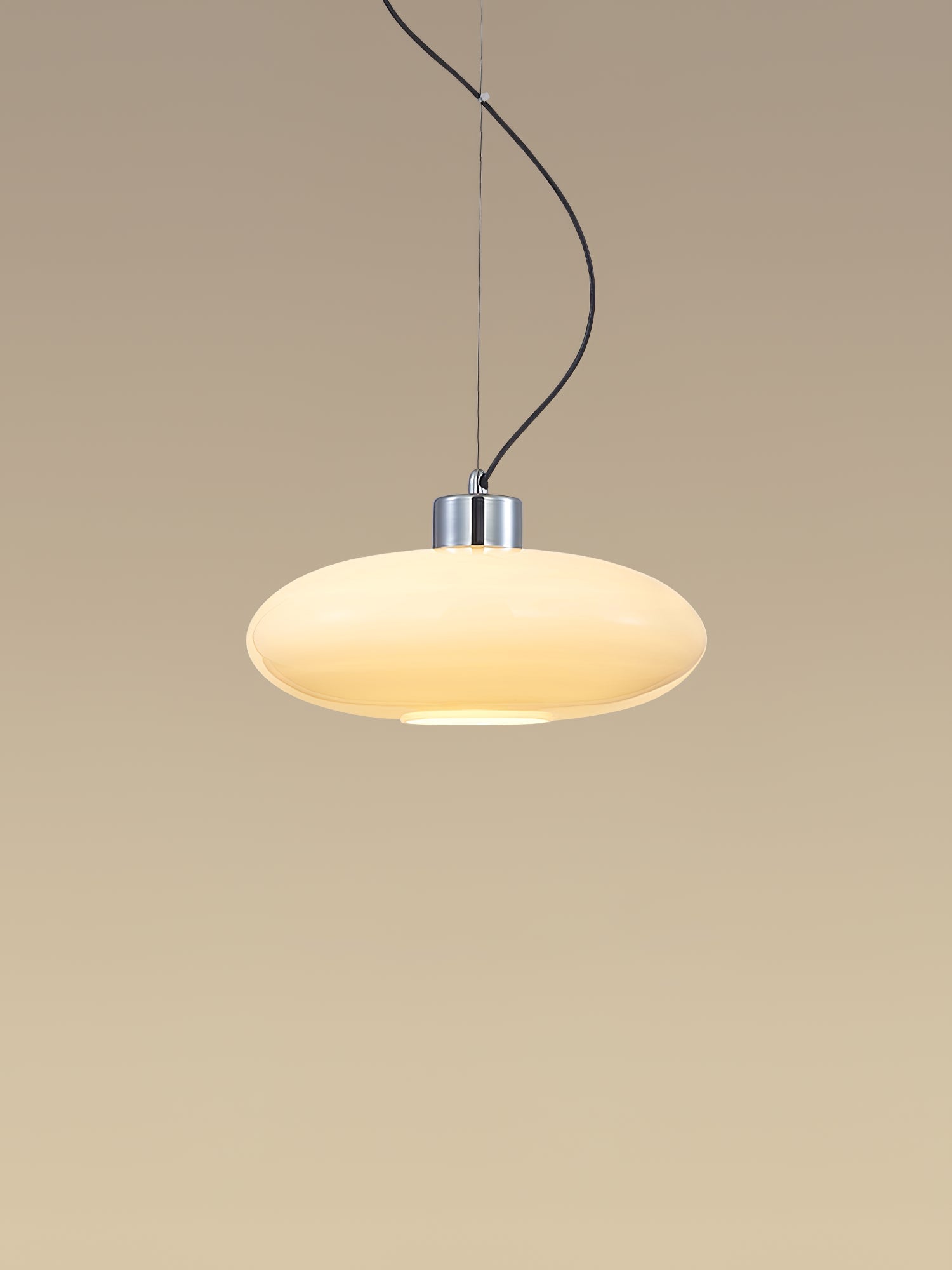 Oval White Glass Pendant Light, Tilt Balance 11.8"