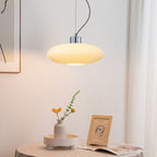 Oval White Glass Pendant Light, Tilt Balance 11.8"