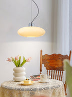 Oval White Glass Pendant Light, Tilt Balance 11.8"