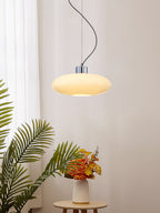 Oval White Glass Pendant Light, Tilt Balance 11.8"