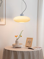 Oval White Glass Pendant Light, Tilt Balance 11.8"