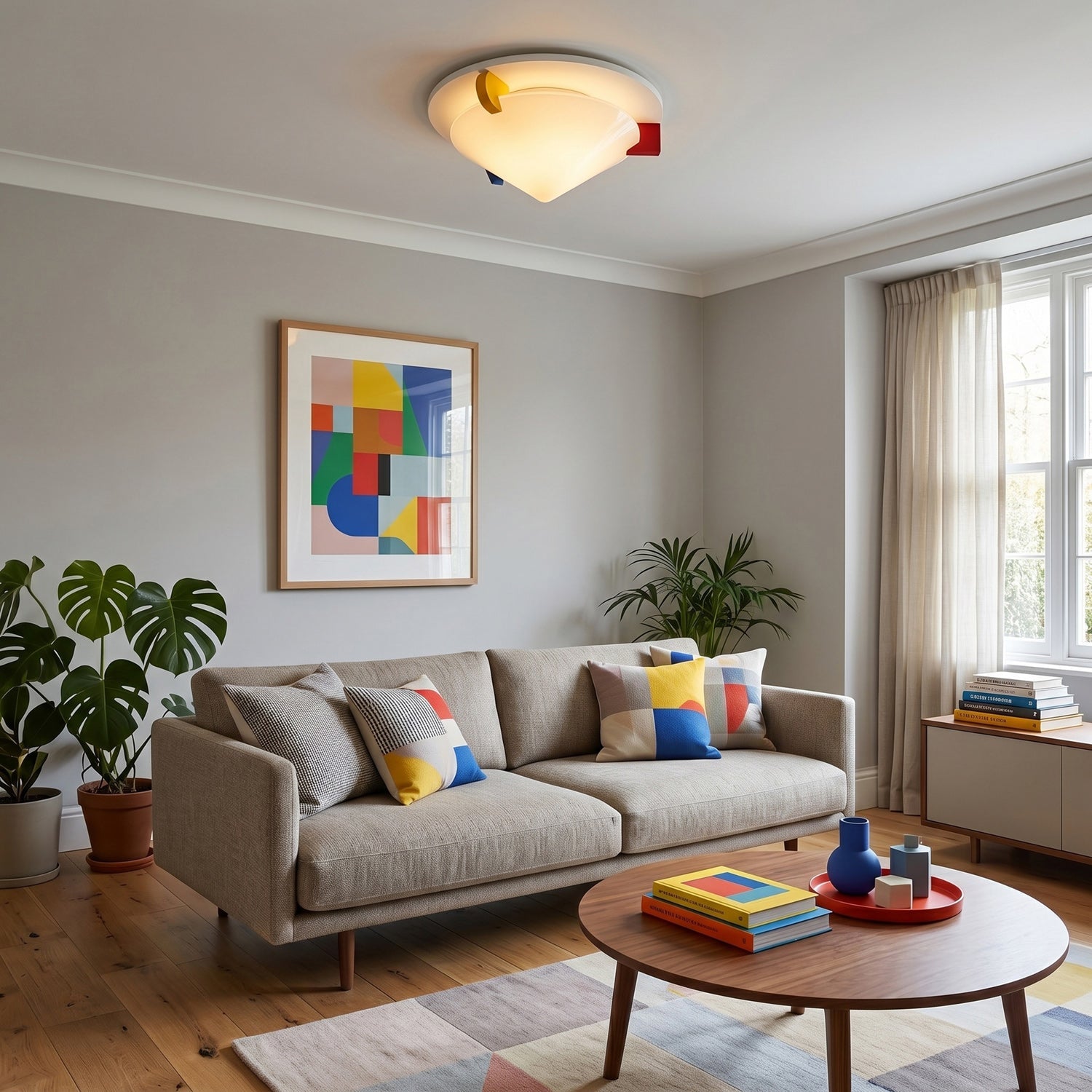 Colorful Dome Semi-Flush Ceiling Light
