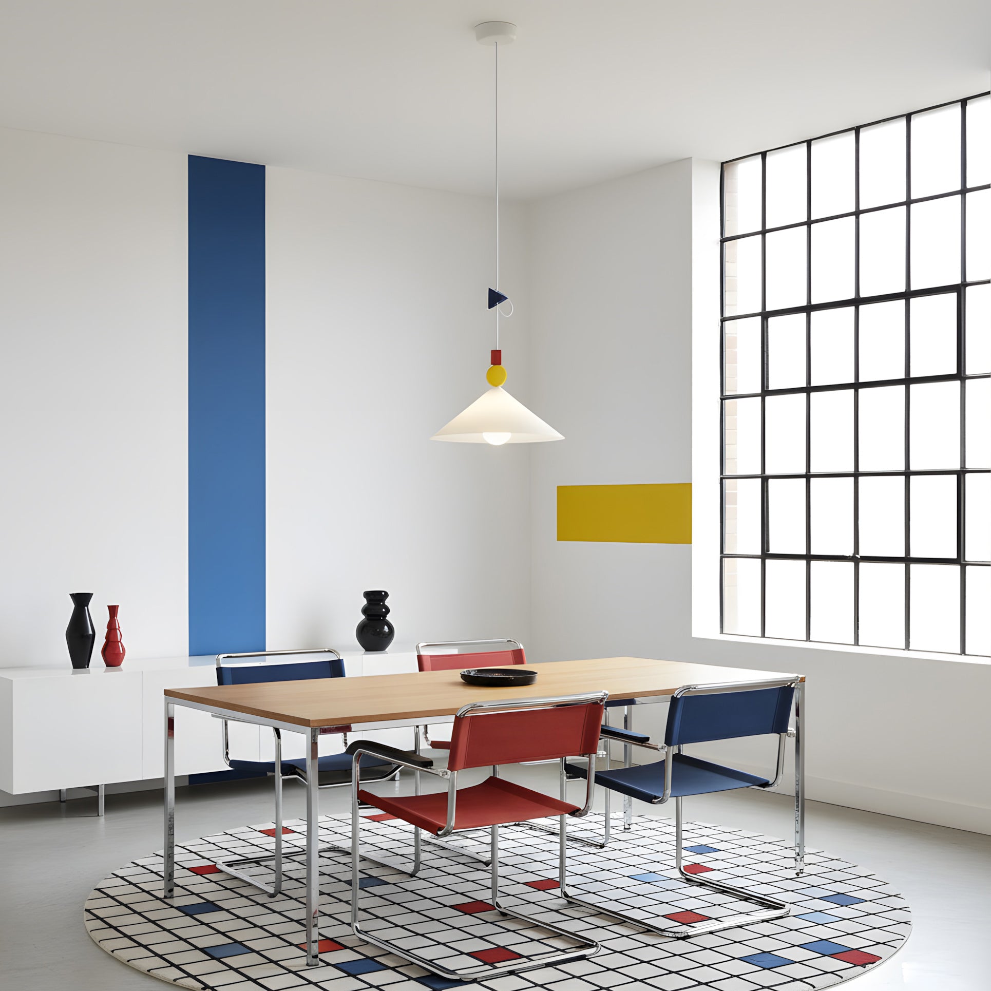 Geometric Playful Pendant Lamp, Primary Colors