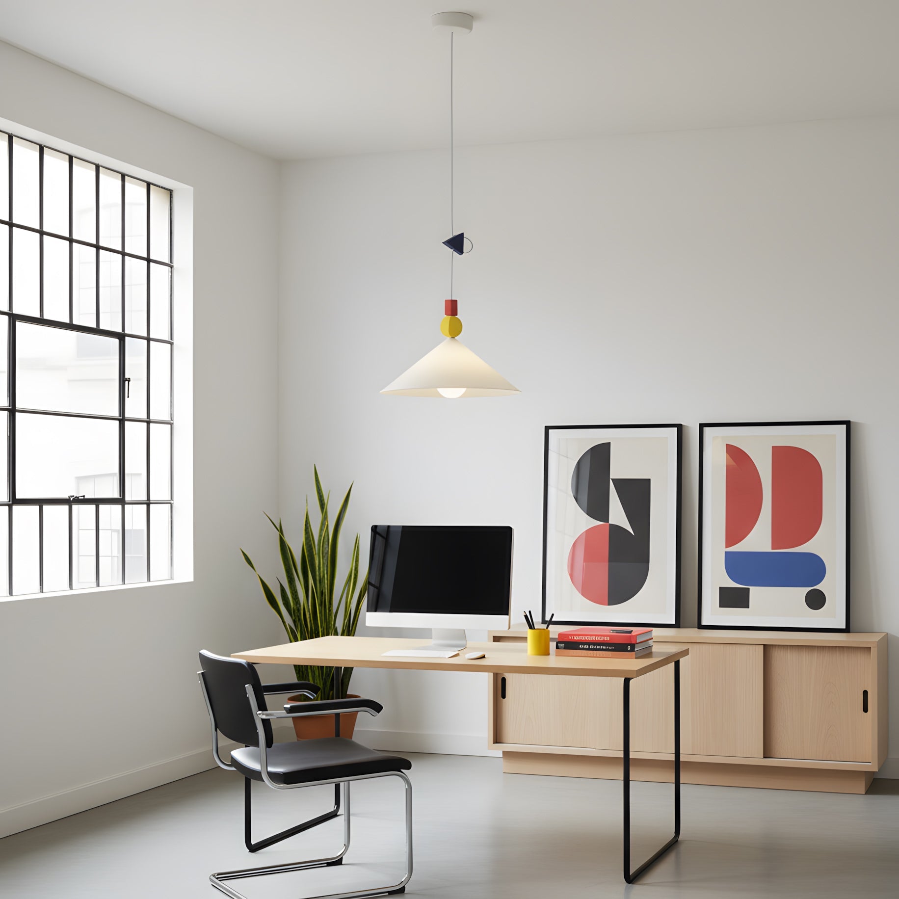 Geometric Playful Pendant Lamp, Primary Colors
