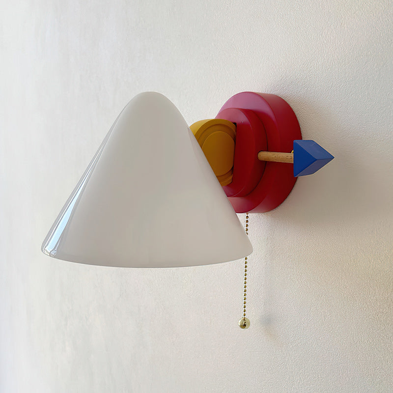 Playful Conical Wall Lamp with Pull-Cord Switch