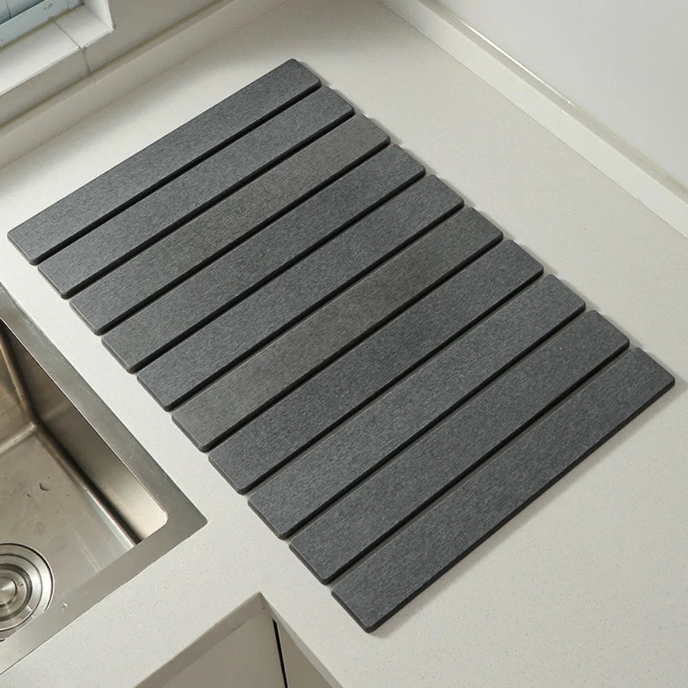 Stone Bath Mat Diatomaceous Earth Flat Design Moisture Absorbing