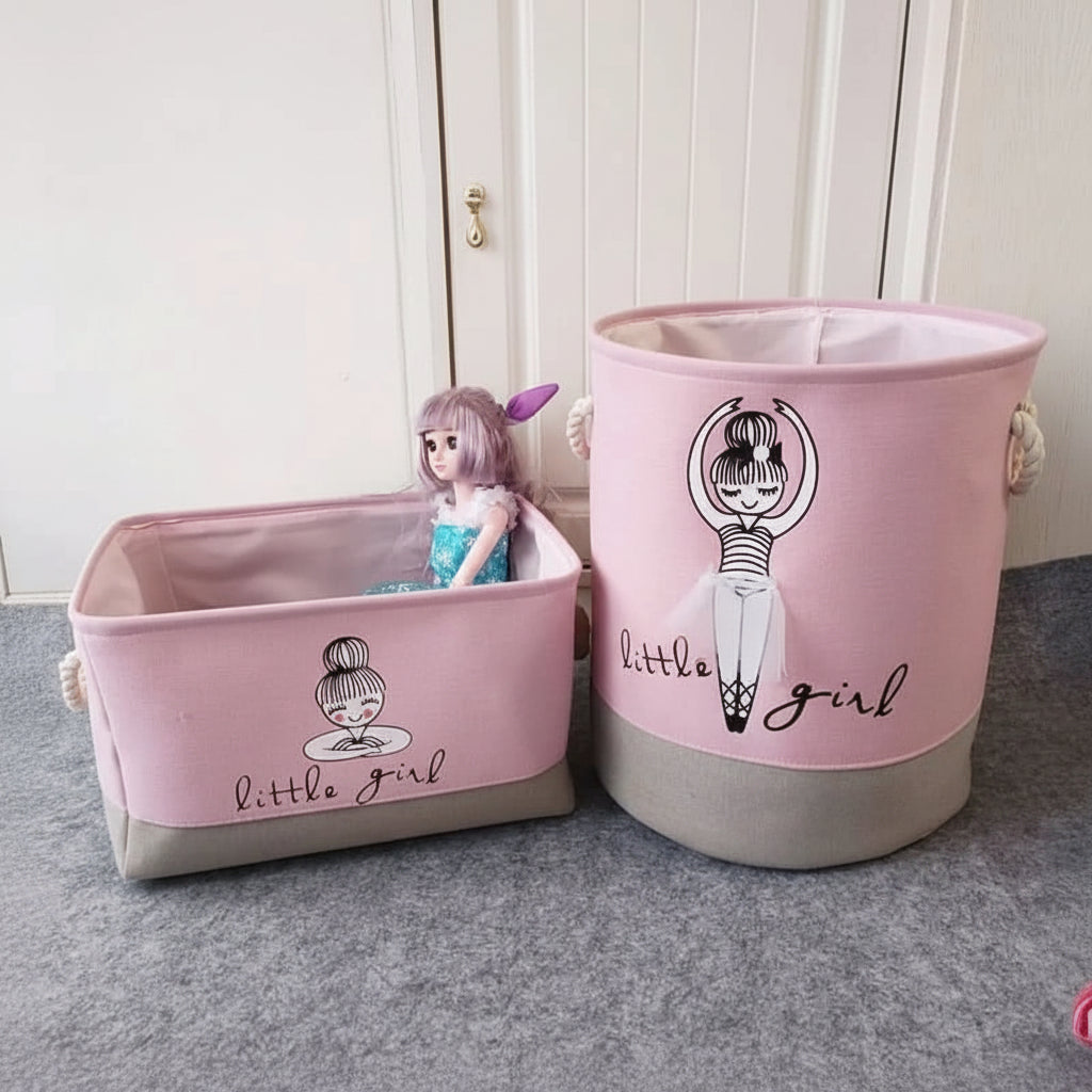 Storage Basket Foldable Canvas Organizer with Carry Handles