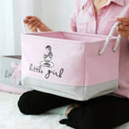 Storage Basket Foldable Canvas Organizer with Carry Handles