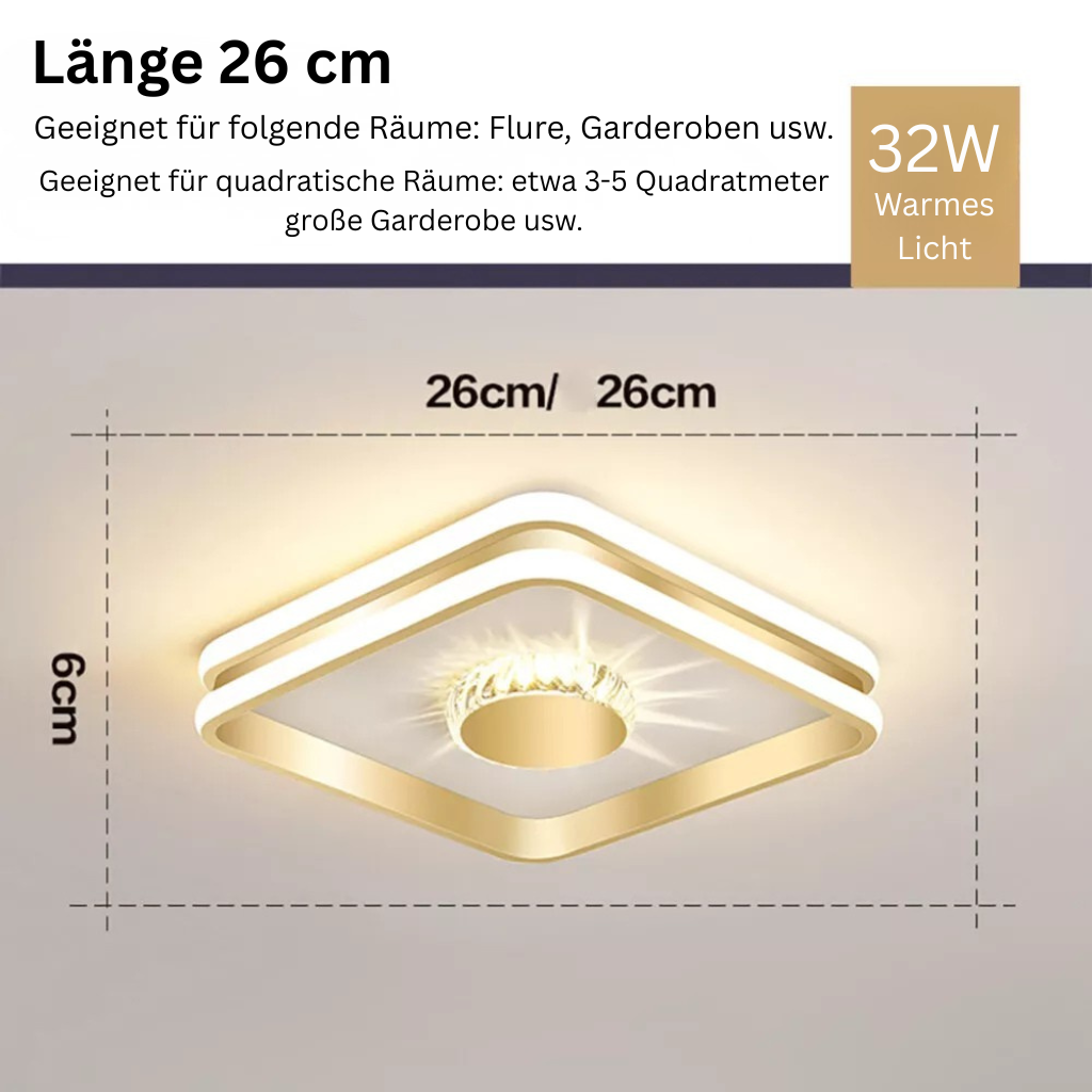 StrahlAurora: Crystal Ceiling Light LED Gold – Elegant & Decorative for Hallways & Living Areas